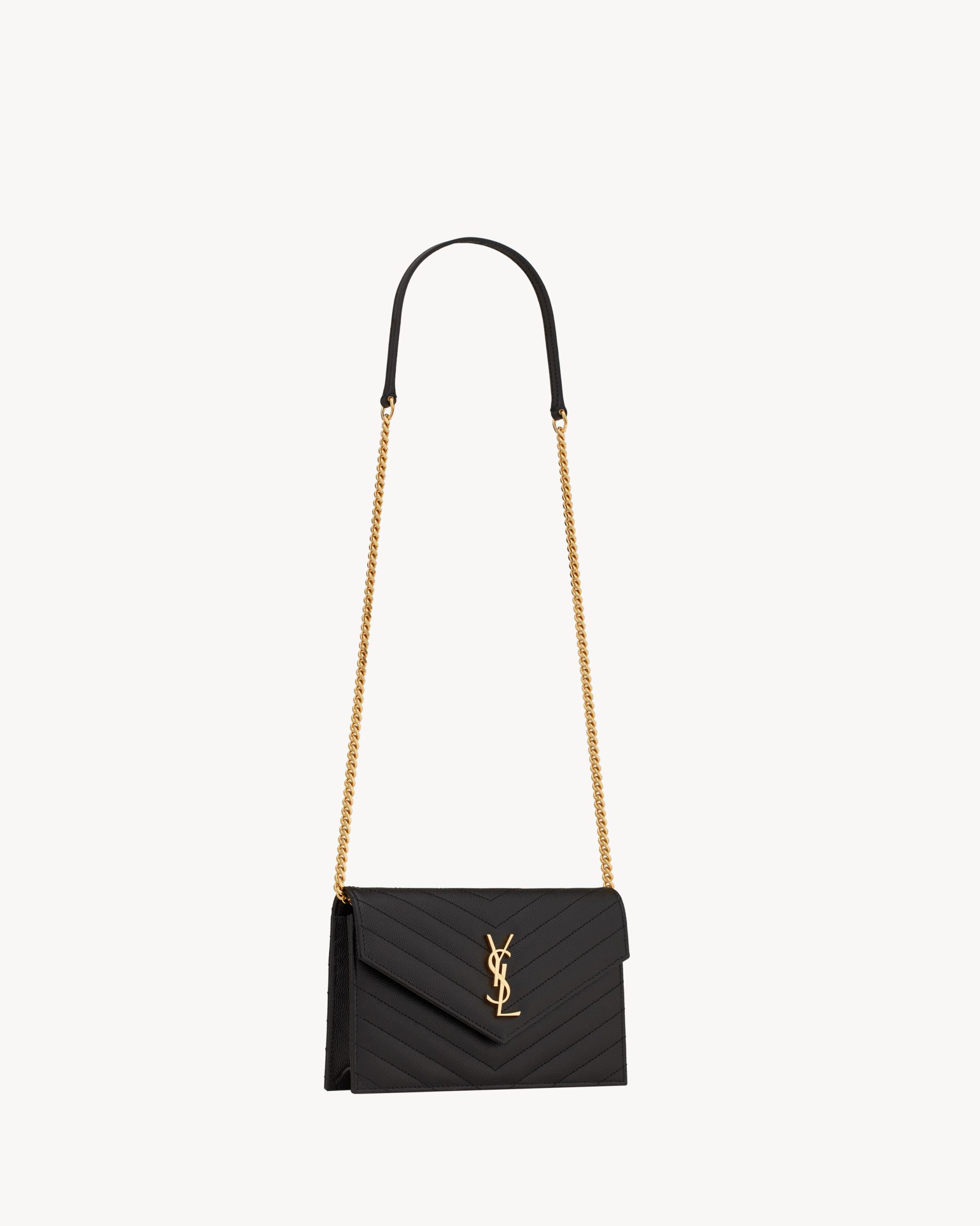 YSL CASSANDRE ENVELOPE CHAIN WALLET IN GRAIN DE POUDRE LEATHER - Image 4